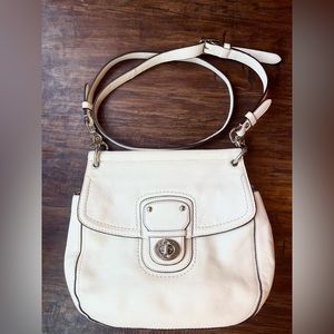 Gorgeous Winter White Leather 70th Anniversary Coach Willis Saddle